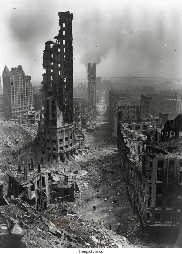 Ruins of Warsaw, Poland after the Warsaw Uprising of 1944