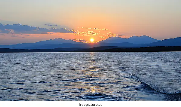 Sunset over Mountain Lake Serenity