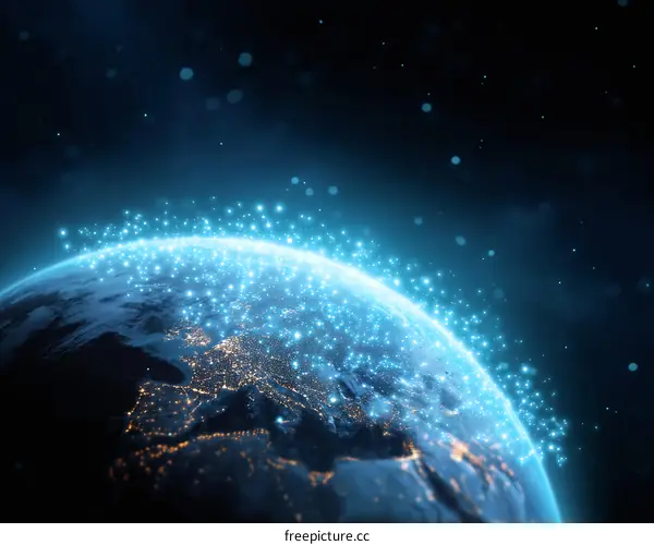 Global Network Illuminated Earth Illustration