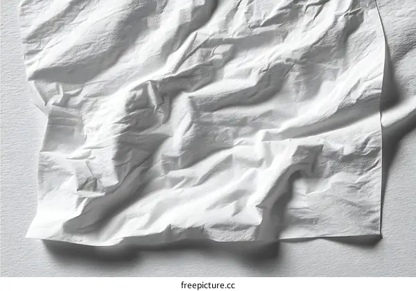 Wrinkled White Tissue Paper Texture Close-up