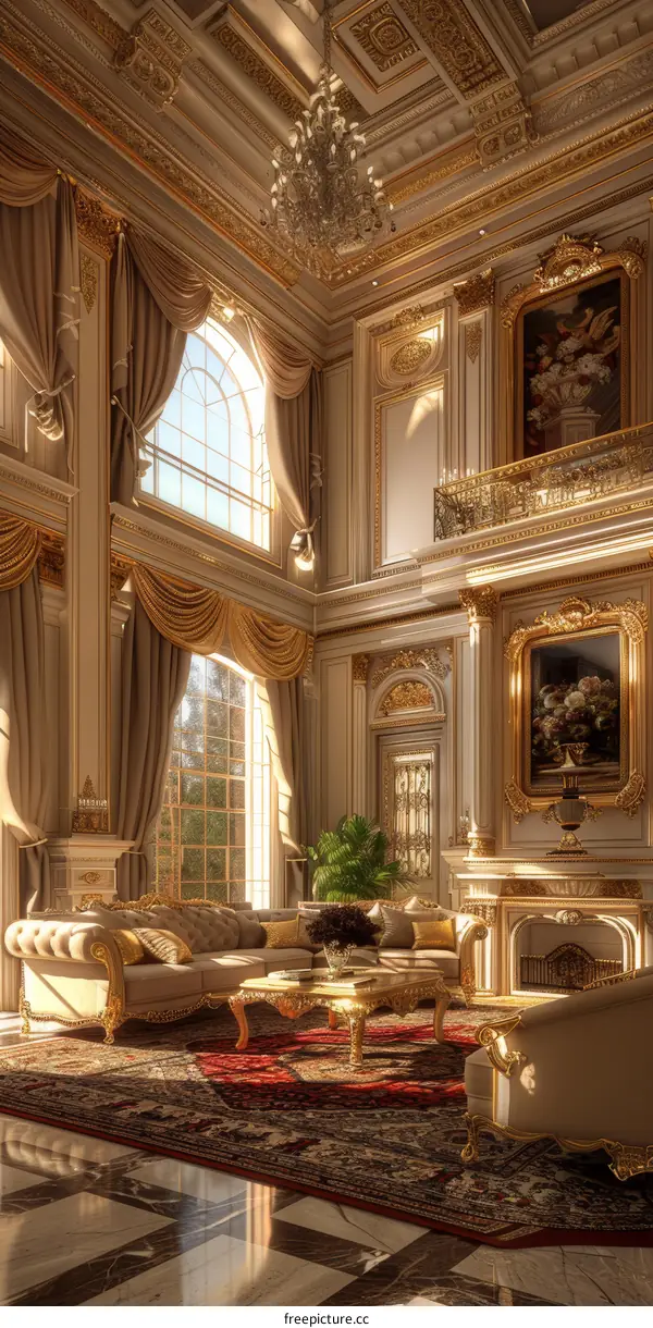 Lavish Living Quarters in an Opulent Mansion