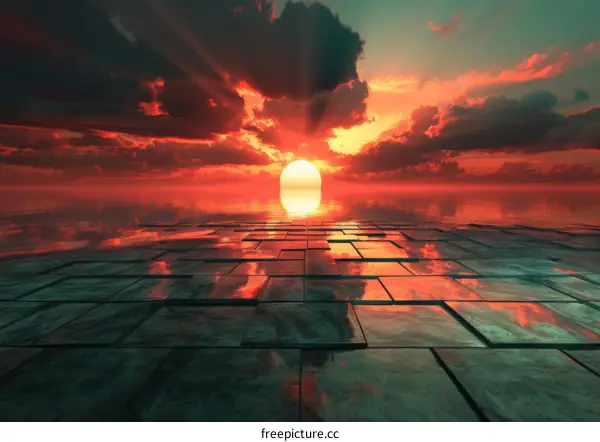 Ocean Sunset by 3D Tiles