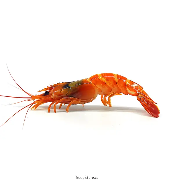 A red shrimp isolated on a white background