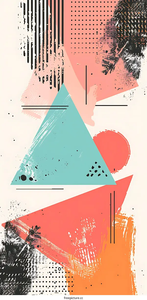 Abstract Geometric Art With Triangles And Black Strokes