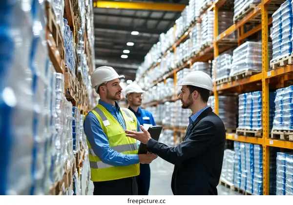 Warehouse Managers Discussing Inventory