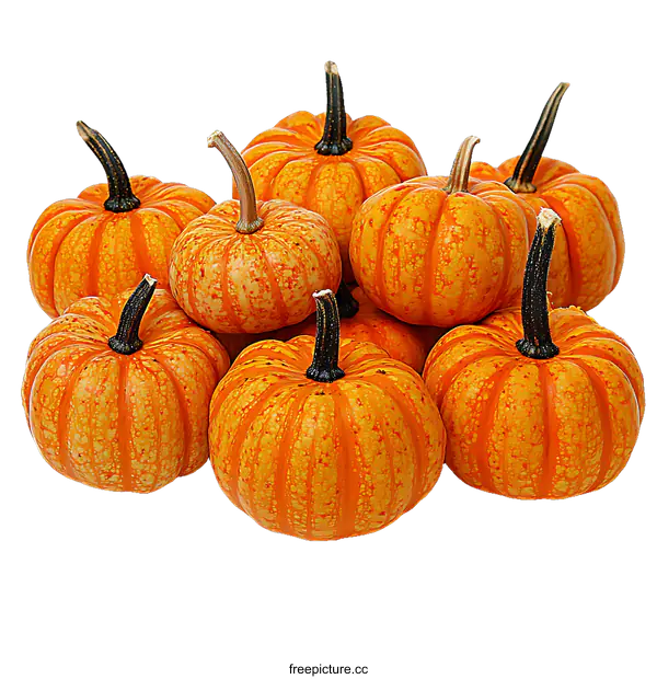 [Transparent Background PNG]Miniature Pumpkins Clustered Close-up