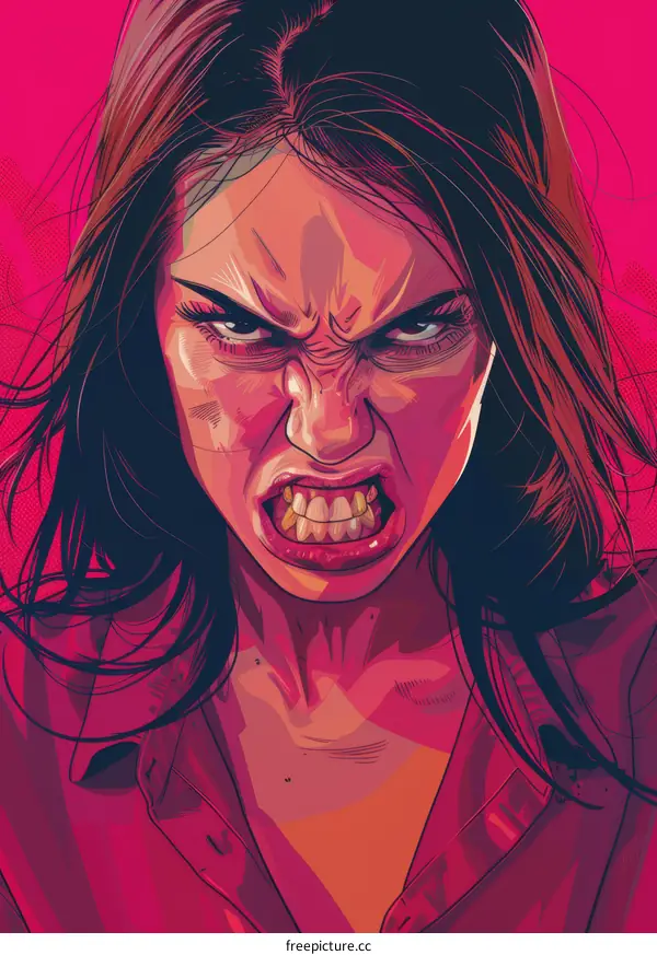 Illustration of an angry woman