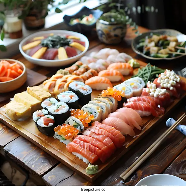 A table full of delicious Japanese food