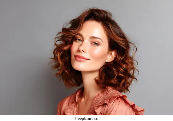 Portrait of a Beautiful Woman with Curly Hair