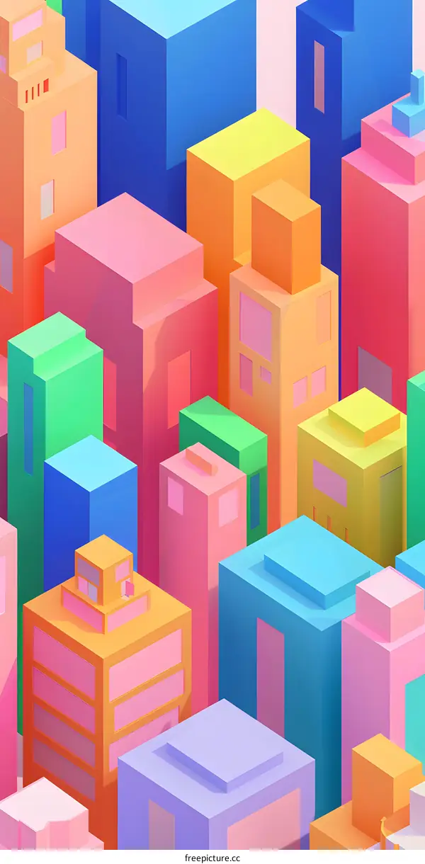 Abstract 3D Cityscape with Colorful Buildings