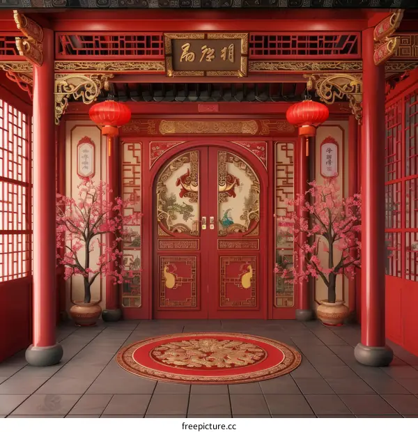 Traditional Chinese Style Entrance Hall Interior Design