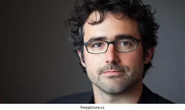 Close-up Portrait of a Man with Glasses