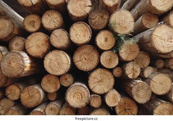 Stacked Logs Close Up Nature Background