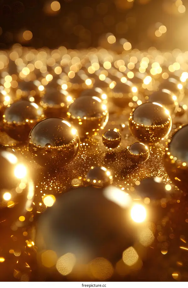 Golden Spheres Suspended in a Shimmering Fluid