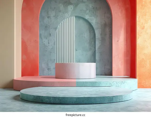 Abstract Geometric Interior with Soft Colors