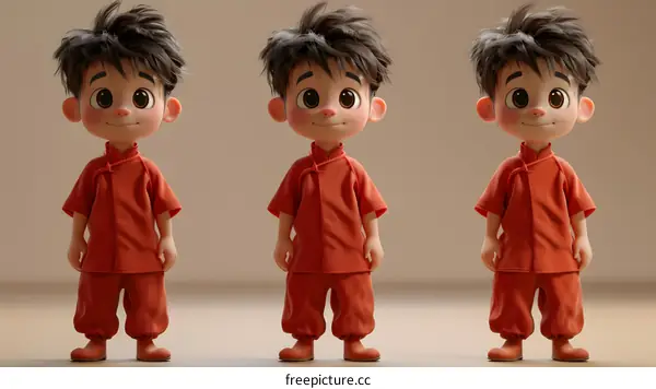 Three cute cartoon characters