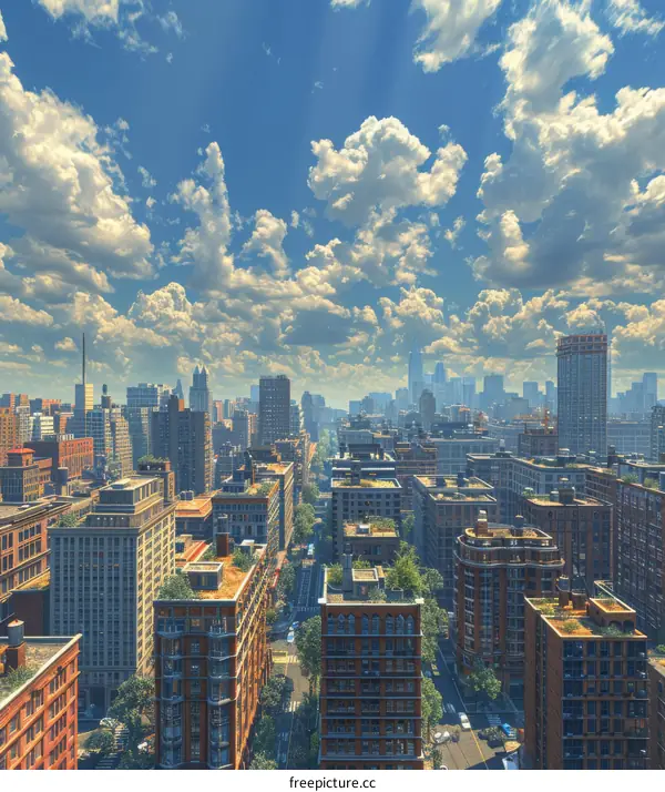 New York City Skyline with a Vibrant Cloud Filled Sky