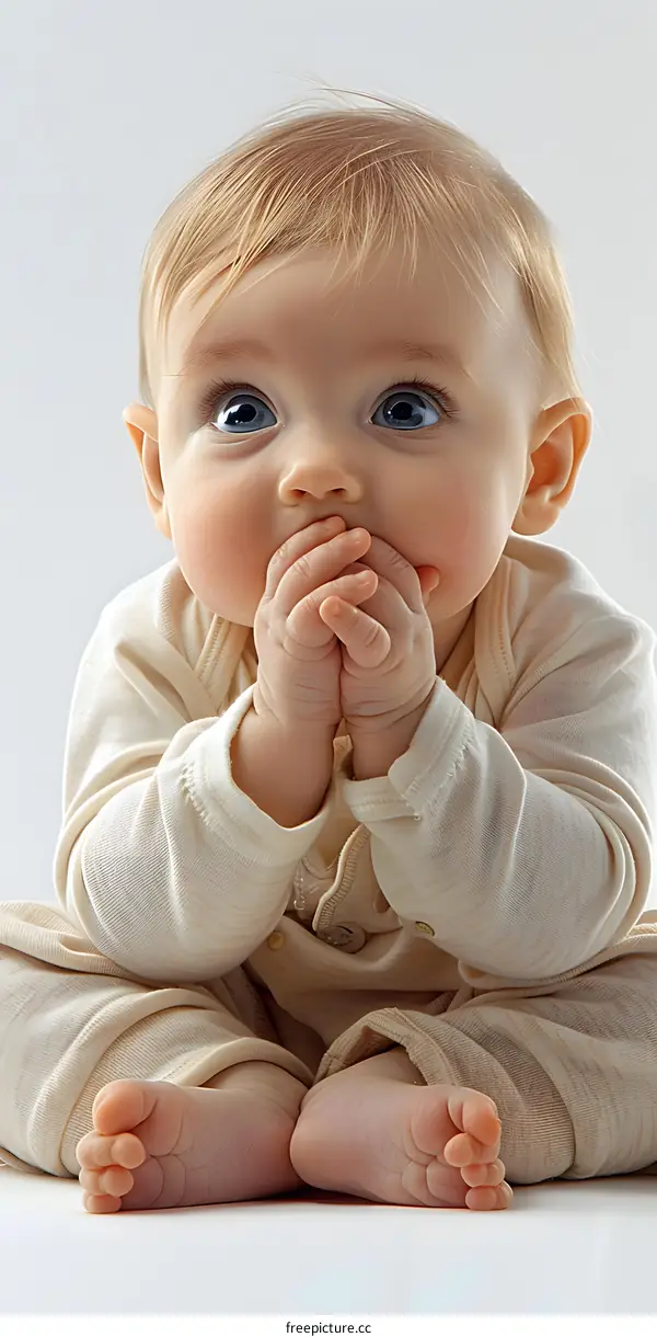 Baby with blue eyes and blond hair