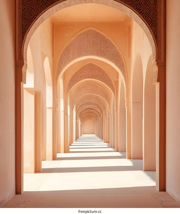 Arches In Perspective, Long Corridor of Arched Walkway