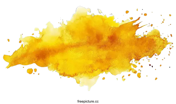 [Transparent Background PNG]Abstract Watercolor Splashes of Mustard Yellow