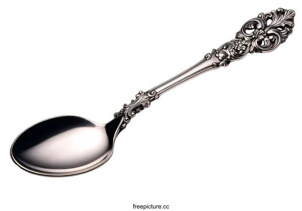 [Transparent Background PNG]Elegant Ornate Silver Spoon