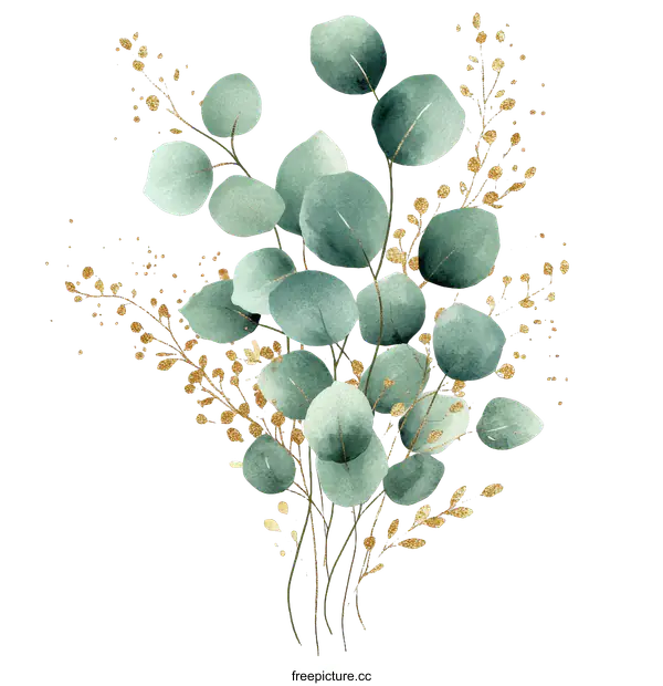[Transparent Background PNG]Watercolor Eucalyptus Floral Arrangement Design