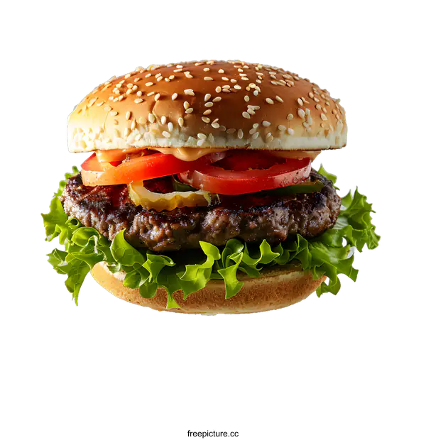 [Transparent Background PNG]yummy cheeseburger with fresh vegetables