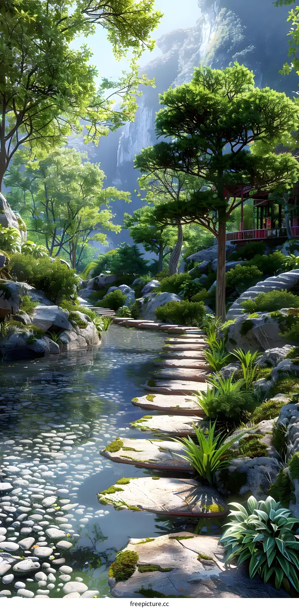 Pathway in the Lush Garden