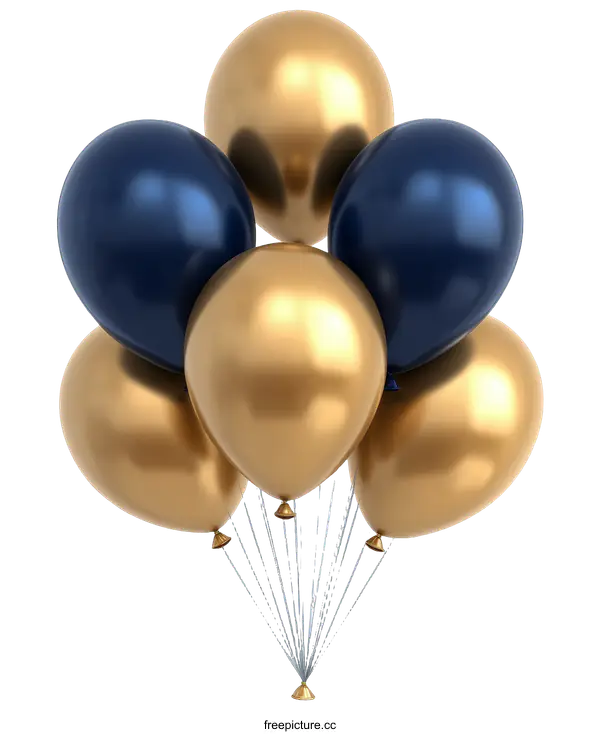 [Transparent Background PNG]Luxury Gold and Navy Balloons Cluster