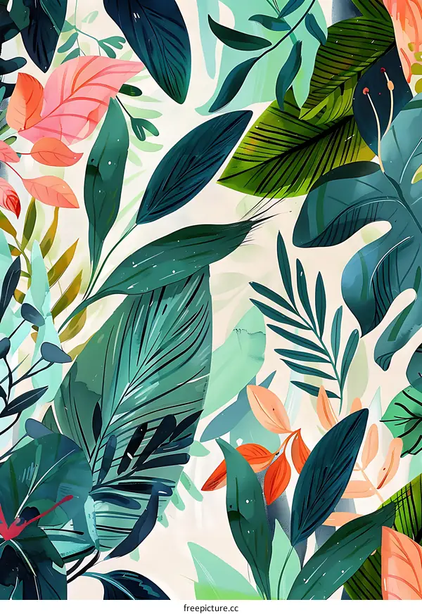 Tropical Leaves Pattern Design Illustration