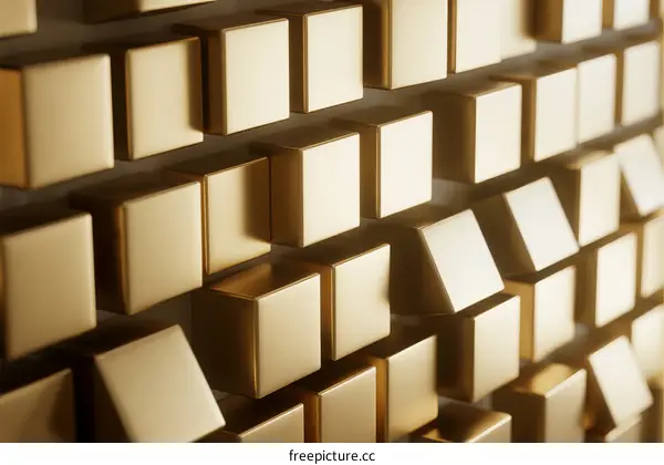 Abstract 3D Cubes Arranged in Pattern on Wall Surface