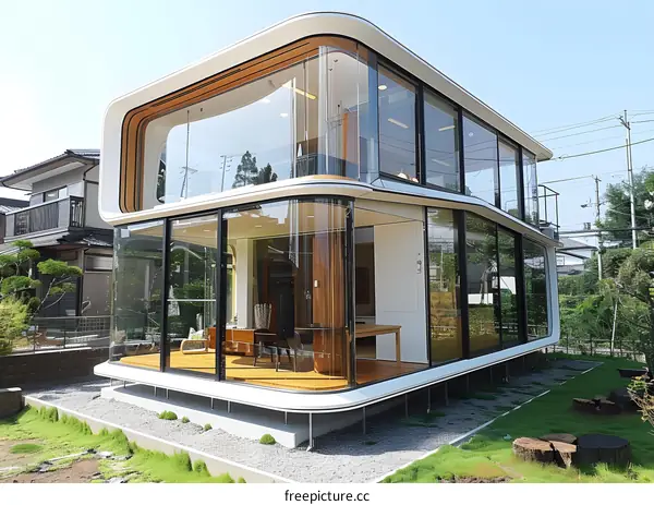 glass house with unique design