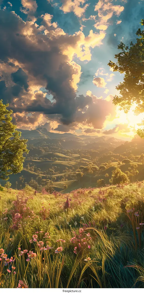 Sunset over the hills