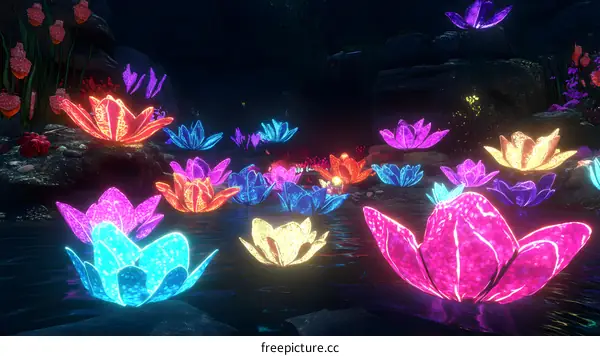 Neon Flowers in a Dark Forest