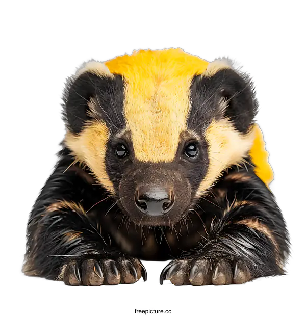 [Transparent Background PNG]Young Honey Badger Portrait on White