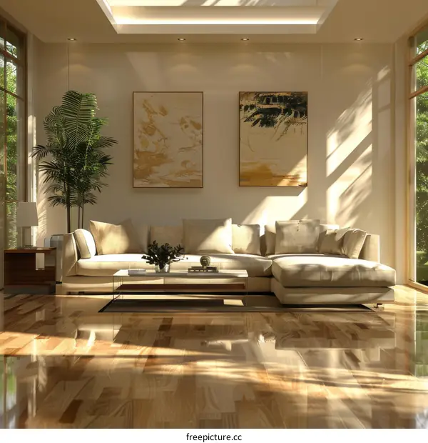 Modern Living Room with Comfy Sofa and Scandinavian Style