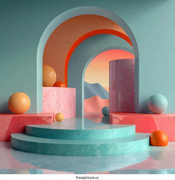 Geometric Shapes and Soft Colors: Abstract Interior Design
