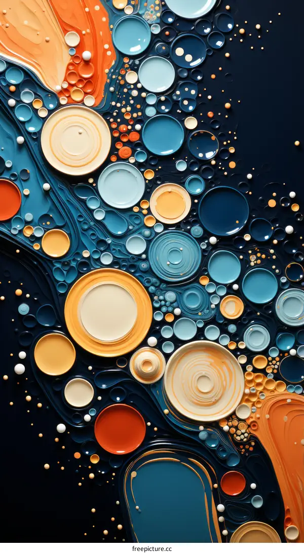 Colorful abstract painting with round shapes