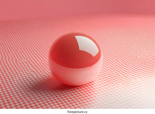 Red Sphere on Checkered Background