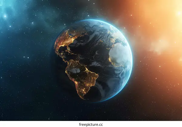 Earth from space showing North and South America