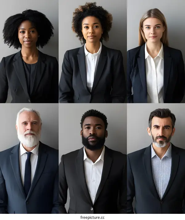 Diverse Group of Business Professionals in Suits