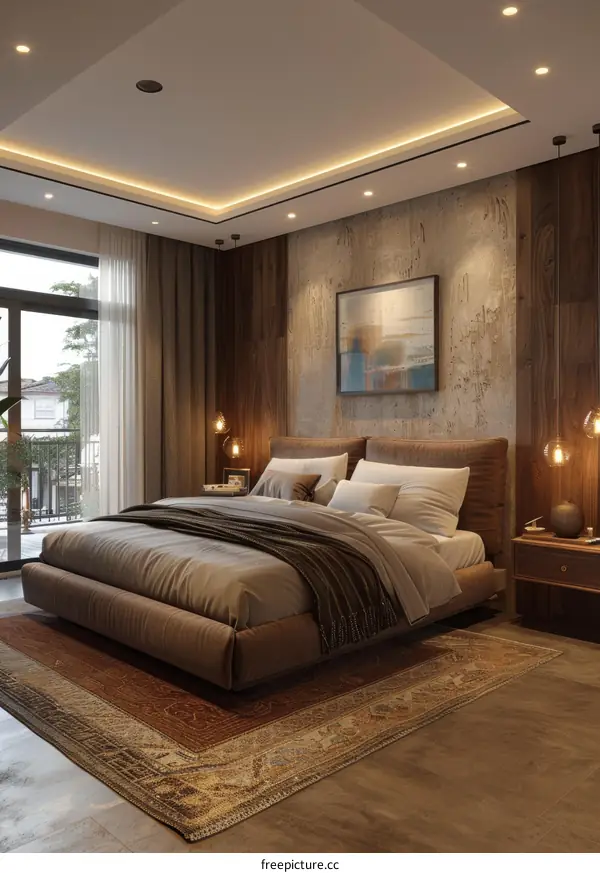 Modern Bedroom Interior Design with Warm Lighting