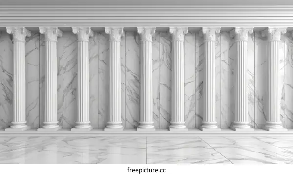White marble columns in a classical architectural setting