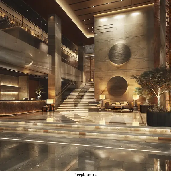 Luxurious Hotel Lobby with Elegant Interior Design