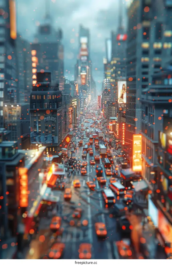 Futuristic City Street Scene with People