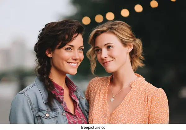 Two Women Outdoors Sharing a Moment