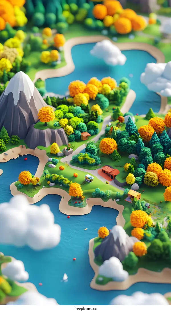 Low Poly Illustration of a Mountain Landscape