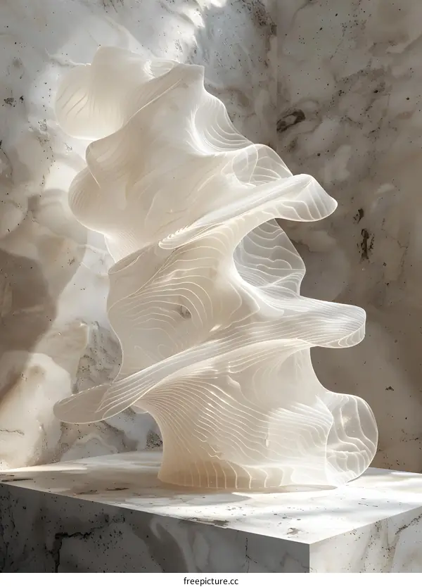 White Geometric Sculpture Modern Art Installation