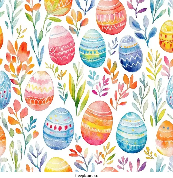 Easter Egg Watercolor Pattern Design