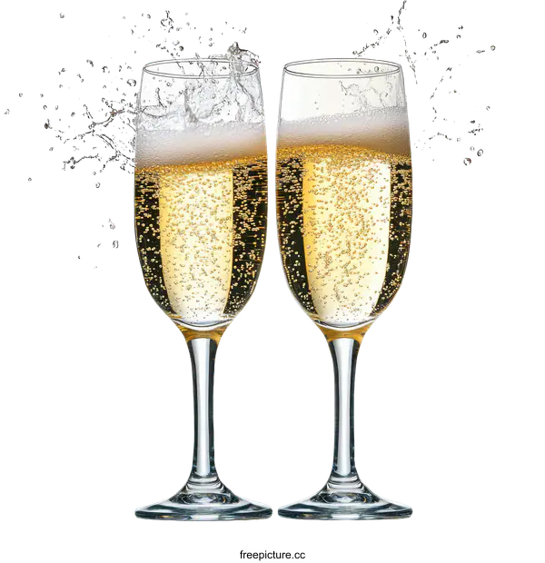 [Transparent Background PNG]Champagne Celebration in Two Flutes